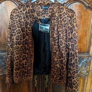 Baccini Brown Leopard Print Jacket New with Tag